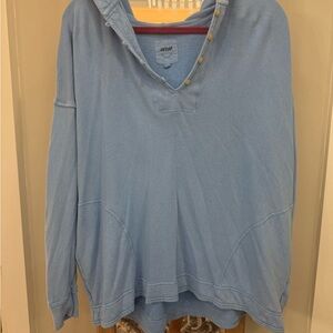 Aerie Sky Blue Pullover with Button Accents